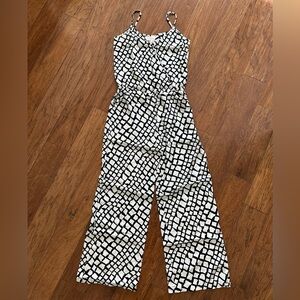 Parker Black and White Silk Jumpsuit